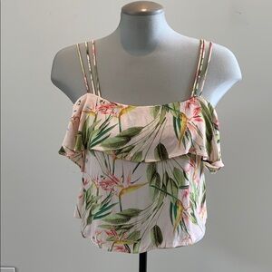 Zara Tropical Print Camisole Top - Green and Pink